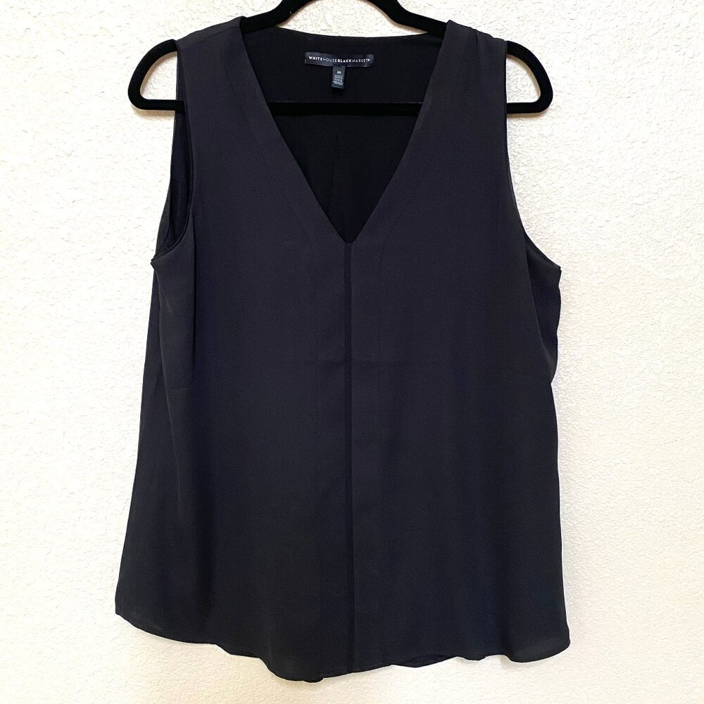 White House Black Market Sleeveless V-neck tank Top, Black, M